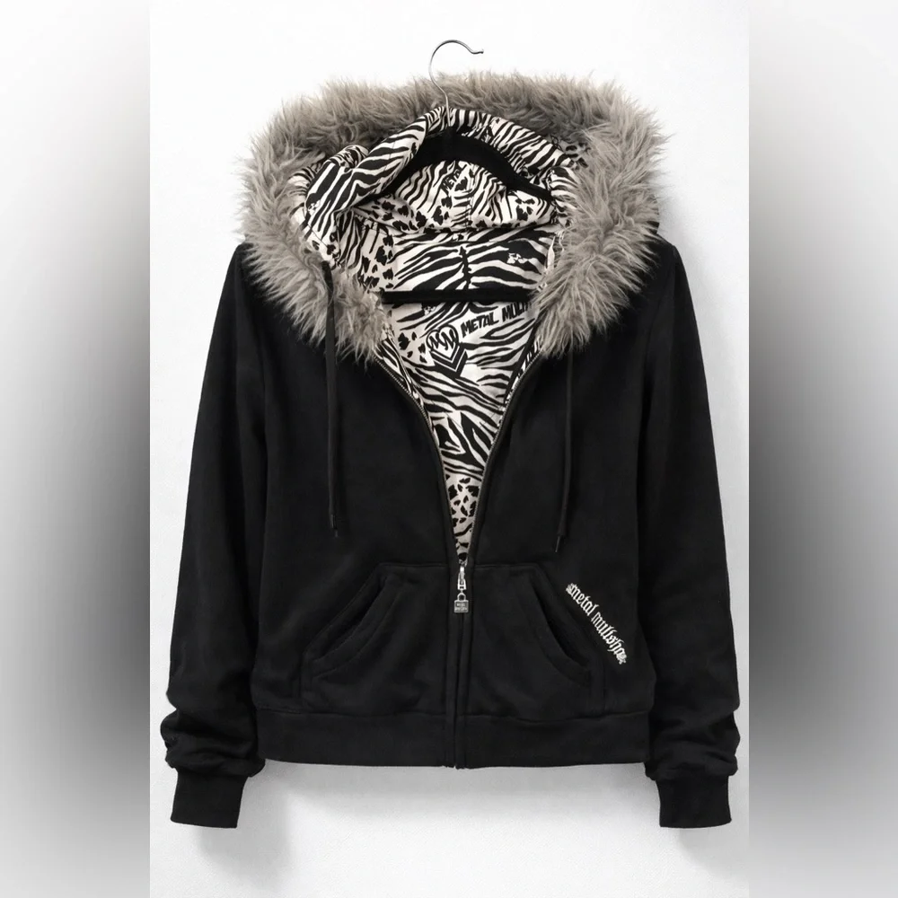 Mental Militia Reversible Zip-Up Hoodie – Faux Fur Hood - Picture 2 of 10